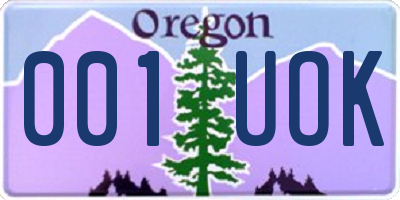 OR license plate 001UOK