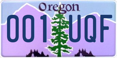 OR license plate 001UQF