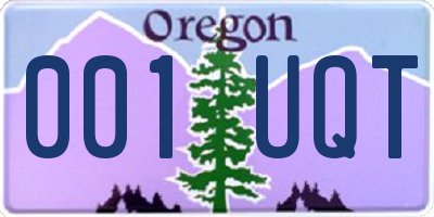 OR license plate 001UQT