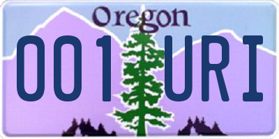 OR license plate 001URI