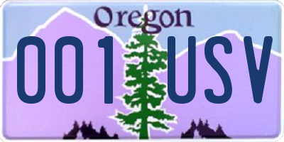 OR license plate 001USV