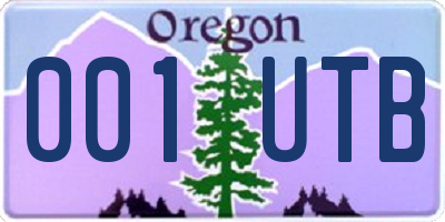 OR license plate 001UTB