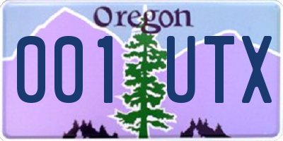 OR license plate 001UTX