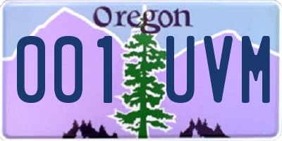 OR license plate 001UVM