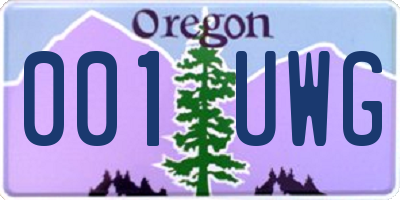 OR license plate 001UWG