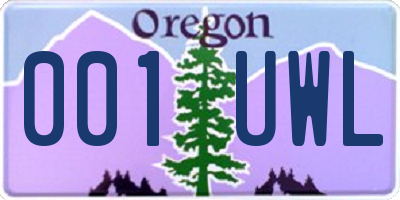 OR license plate 001UWL