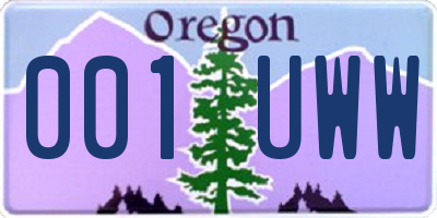 OR license plate 001UWW