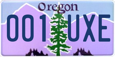 OR license plate 001UXE