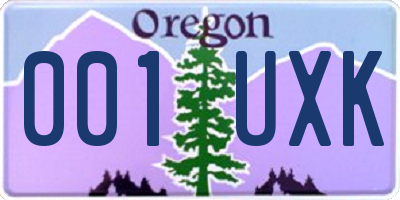 OR license plate 001UXK