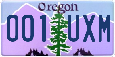 OR license plate 001UXM