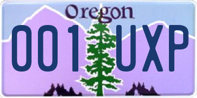 OR license plate 001UXP