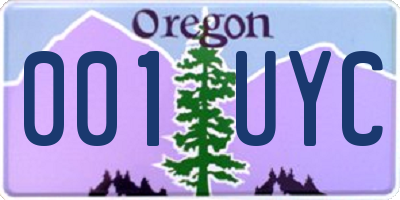 OR license plate 001UYC