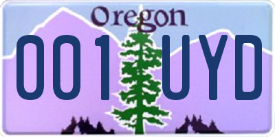 OR license plate 001UYD