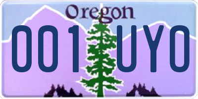 OR license plate 001UYO