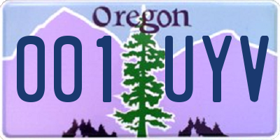 OR license plate 001UYV