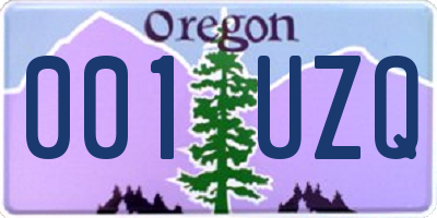 OR license plate 001UZQ