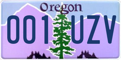 OR license plate 001UZV