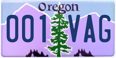 OR license plate 001VAG