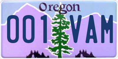 OR license plate 001VAM