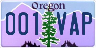 OR license plate 001VAP