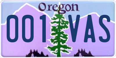 OR license plate 001VAS