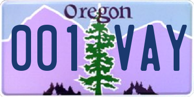 OR license plate 001VAY