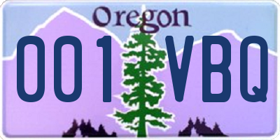 OR license plate 001VBQ