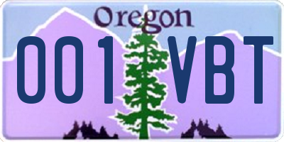 OR license plate 001VBT
