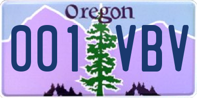 OR license plate 001VBV