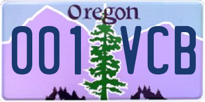 OR license plate 001VCB