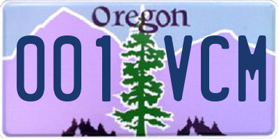 OR license plate 001VCM