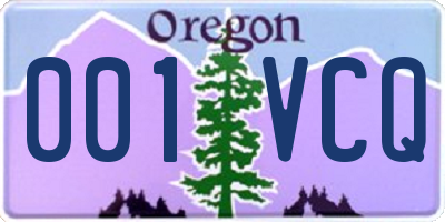 OR license plate 001VCQ