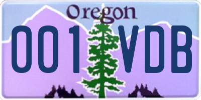 OR license plate 001VDB