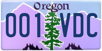 OR license plate 001VDC