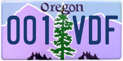 OR license plate 001VDF