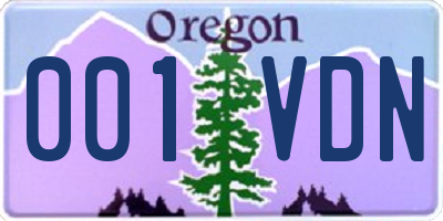 OR license plate 001VDN