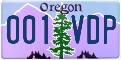 OR license plate 001VDP