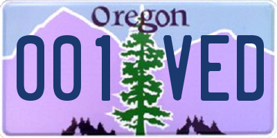 OR license plate 001VED