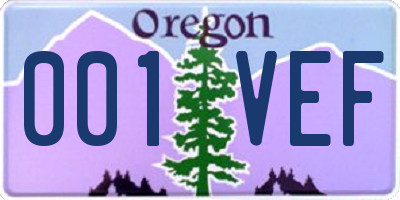 OR license plate 001VEF