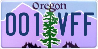 OR license plate 001VFF