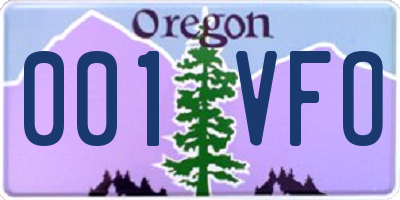 OR license plate 001VFO