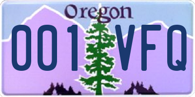 OR license plate 001VFQ