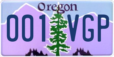 OR license plate 001VGP
