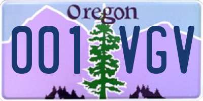 OR license plate 001VGV