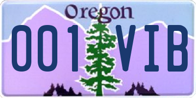OR license plate 001VIB