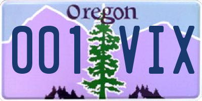 OR license plate 001VIX