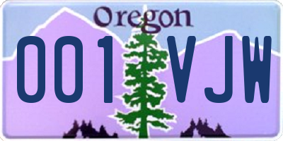 OR license plate 001VJW