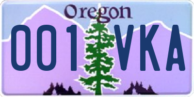 OR license plate 001VKA