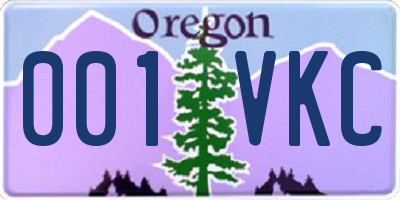 OR license plate 001VKC