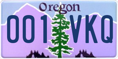 OR license plate 001VKQ